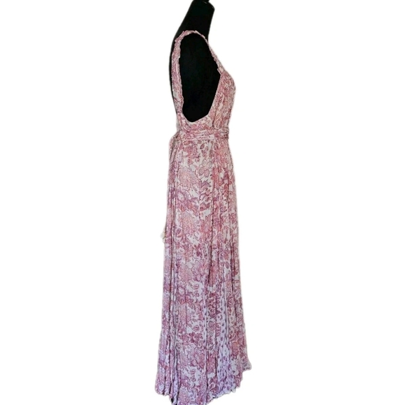 Hemant & Nandita Elegant Pink Patterned Maxi Dress-Size XL - Picture 13 of 17